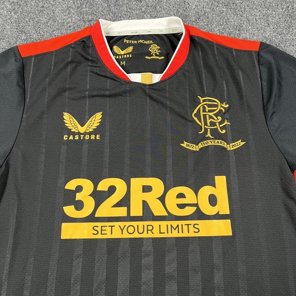 Rangers FC Jersey Mens Medium Black Red Soccer 32Red Peter McNeil Shirt - Picture 2 of 12